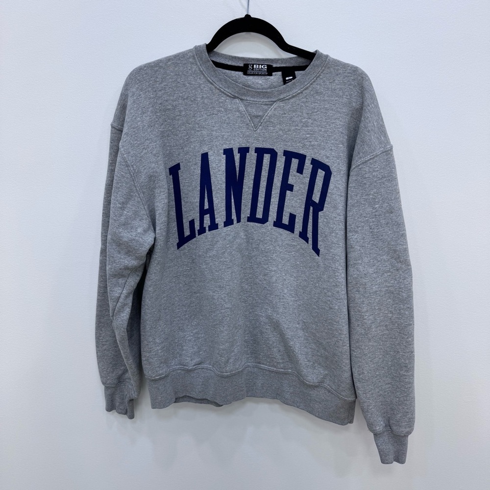 Big Cotton Lander Light Grey Blue Sweatshirt Crewneck Unisex Sz Large Greenwood